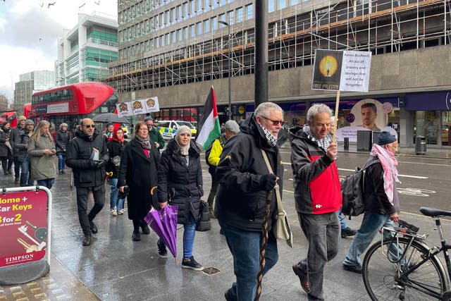 People take part in a Day of Action for Palestine protest in London (Samuel Montgomery/PA)