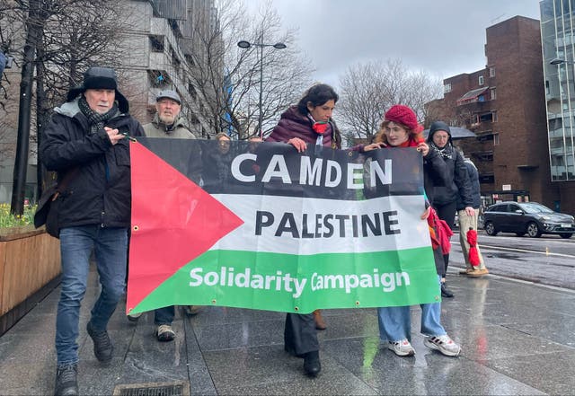 <p>People take part in a Day of Action for Palestine protest in London organised by the Palestine Solidarity Campaign</p>