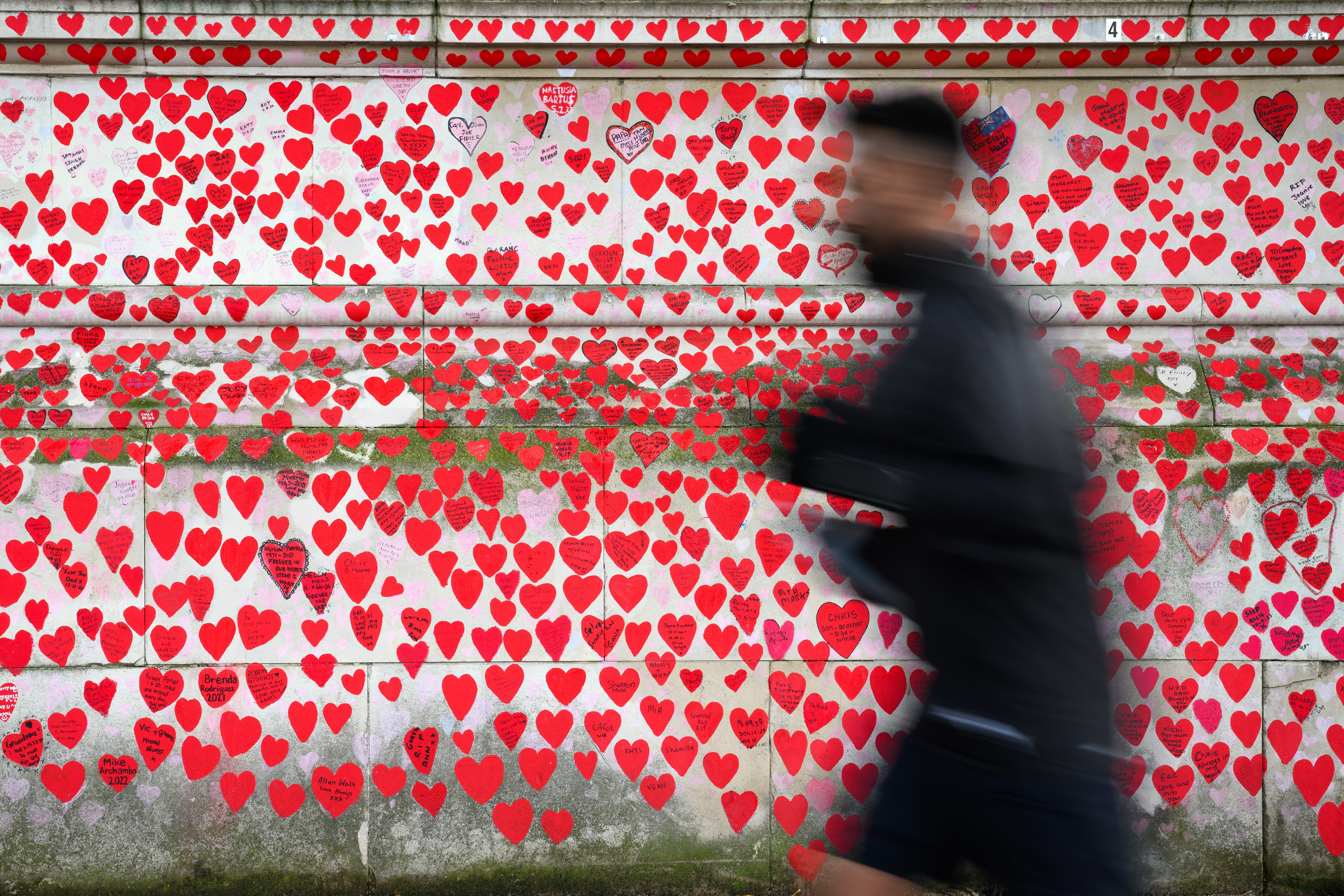 The Covid Memorial Wall in London (Matt Crossick/PA)