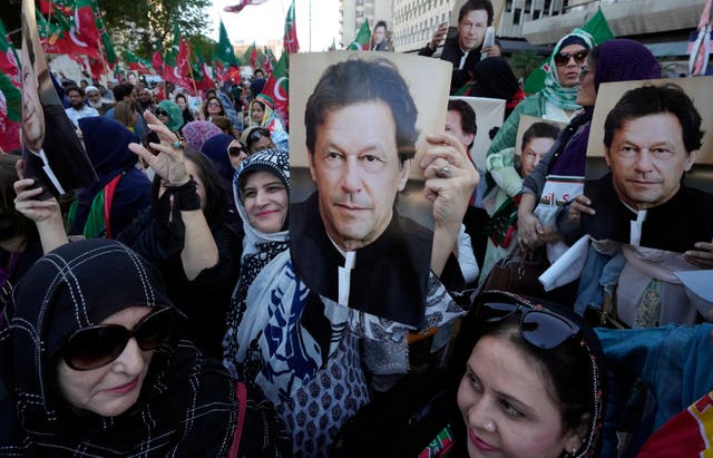 <p>File. Supporters of Pakistan’s former prime minister Imran Khan chant slogans during a protest against the Pakistan Election Commission, in Karachi, Pakistan, Saturday, 2 March 2024</p>