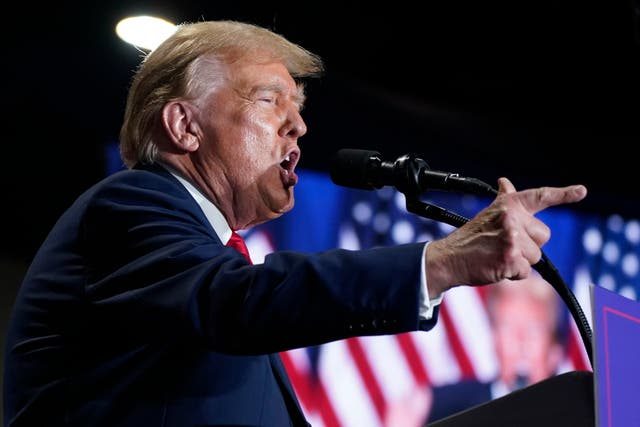 <p>Republican presidential candidate former President Donald Trump speaks at a campaign rally Saturday, March 2, 2024, in Richmond, Va.</p>