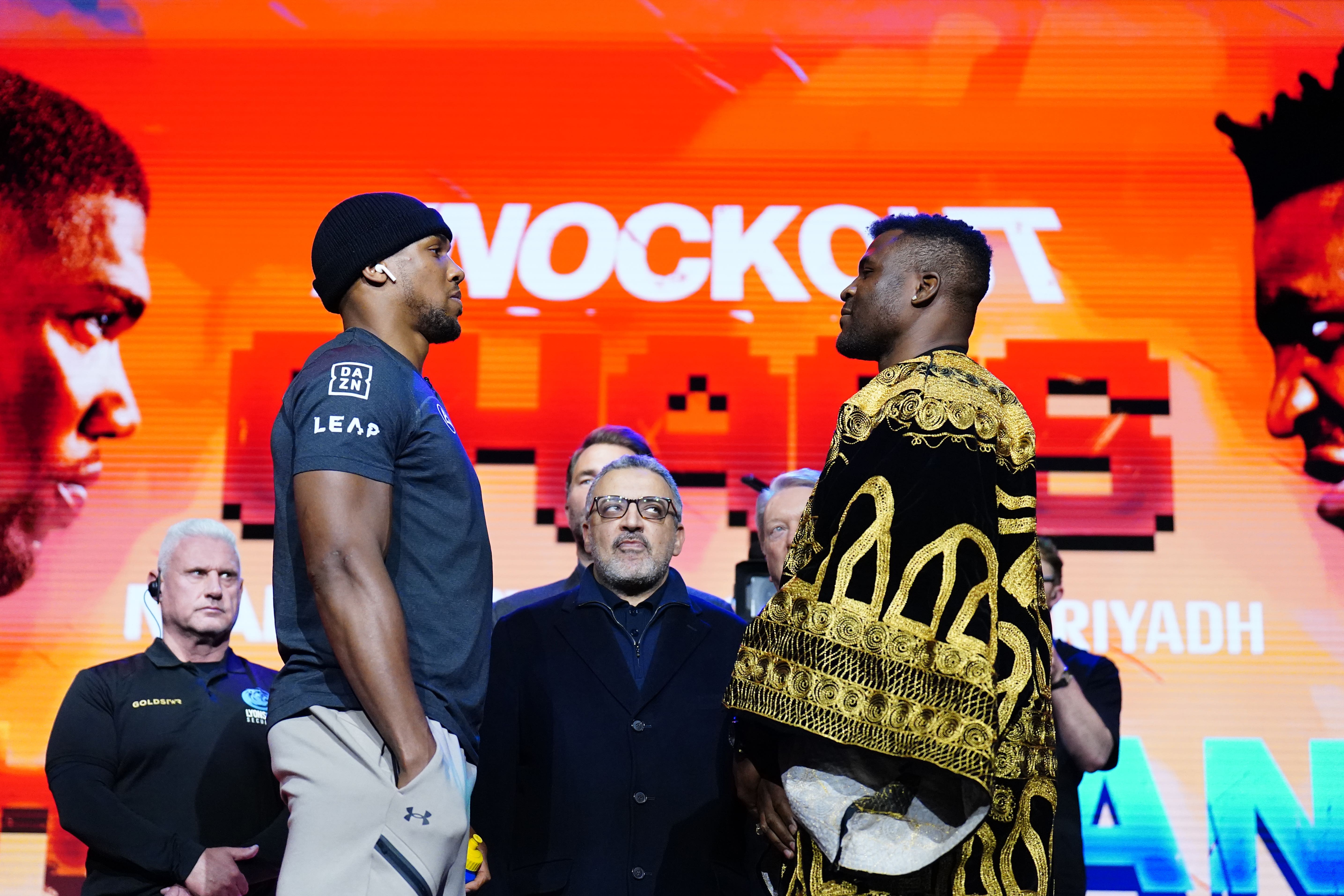 Anthony Joshua and Francis Ngannou meet in a Riyadh ring on Friday
