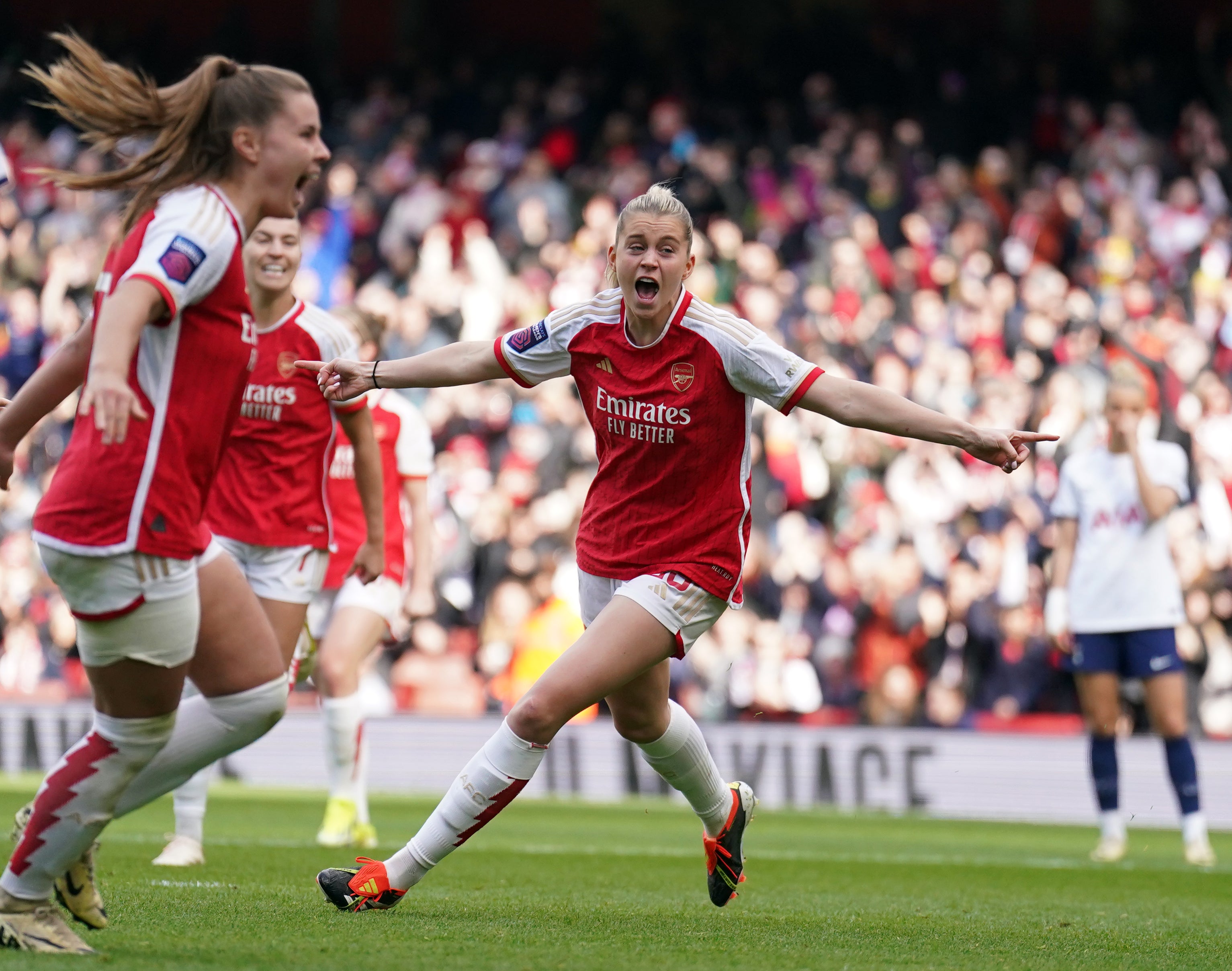 Arsenal's Alessia Russo celebrates scoring the only goal of the game