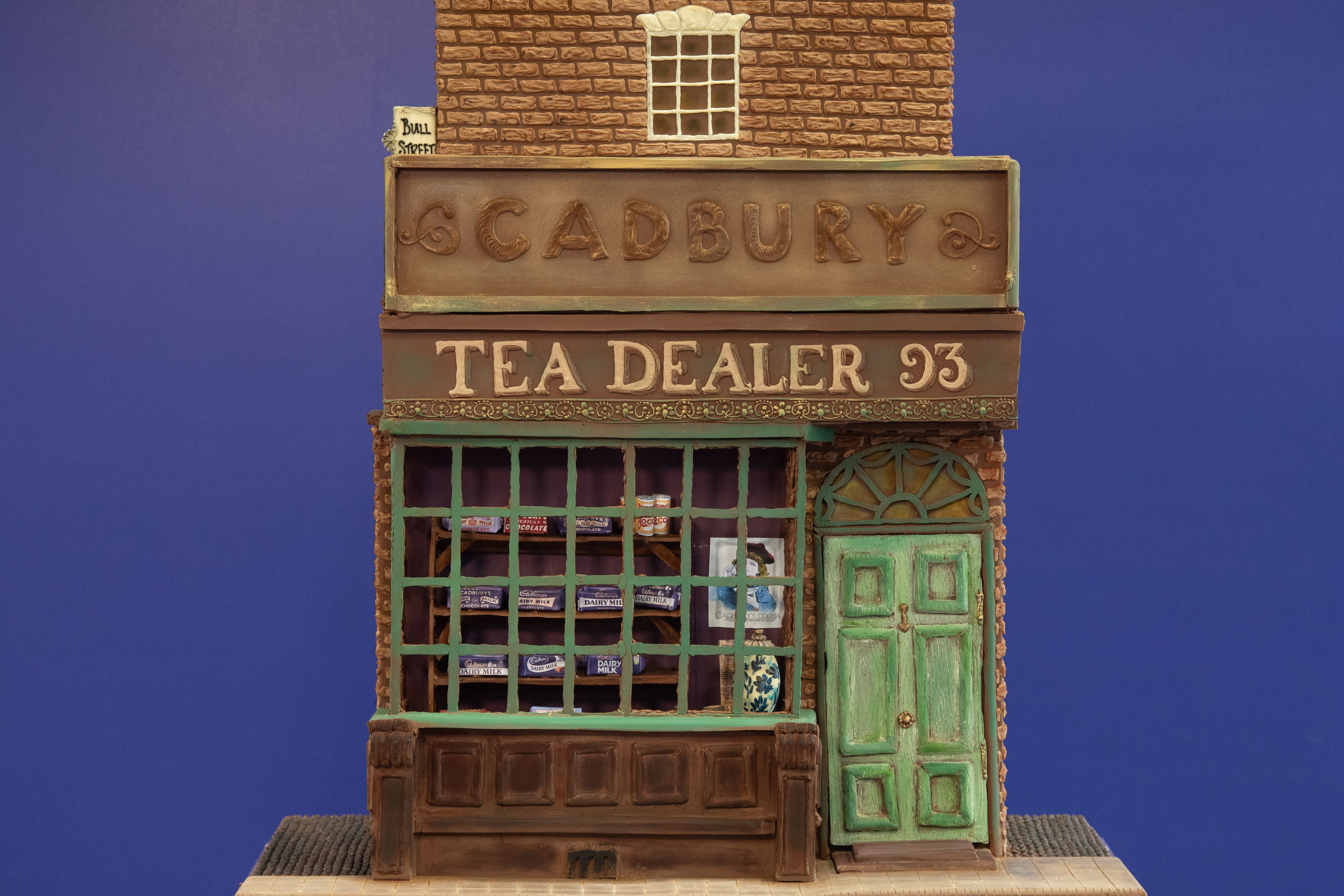 Cadbury World have unveiled a recreation of the original 1824 Bull Street shop made purely out of Cadbury chocolate (Cadbury World/PA)