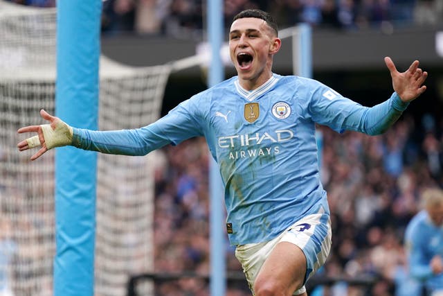 Phil Foden hit Manchester City to derby victory (Mike Egerton/PA)