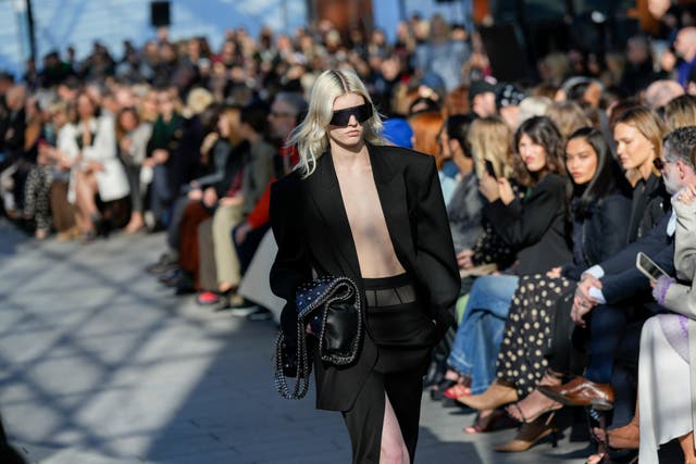 Stella McCartney’s latest collection put slouchy tailoring front and centre (Scott A Garfitt/AP)
