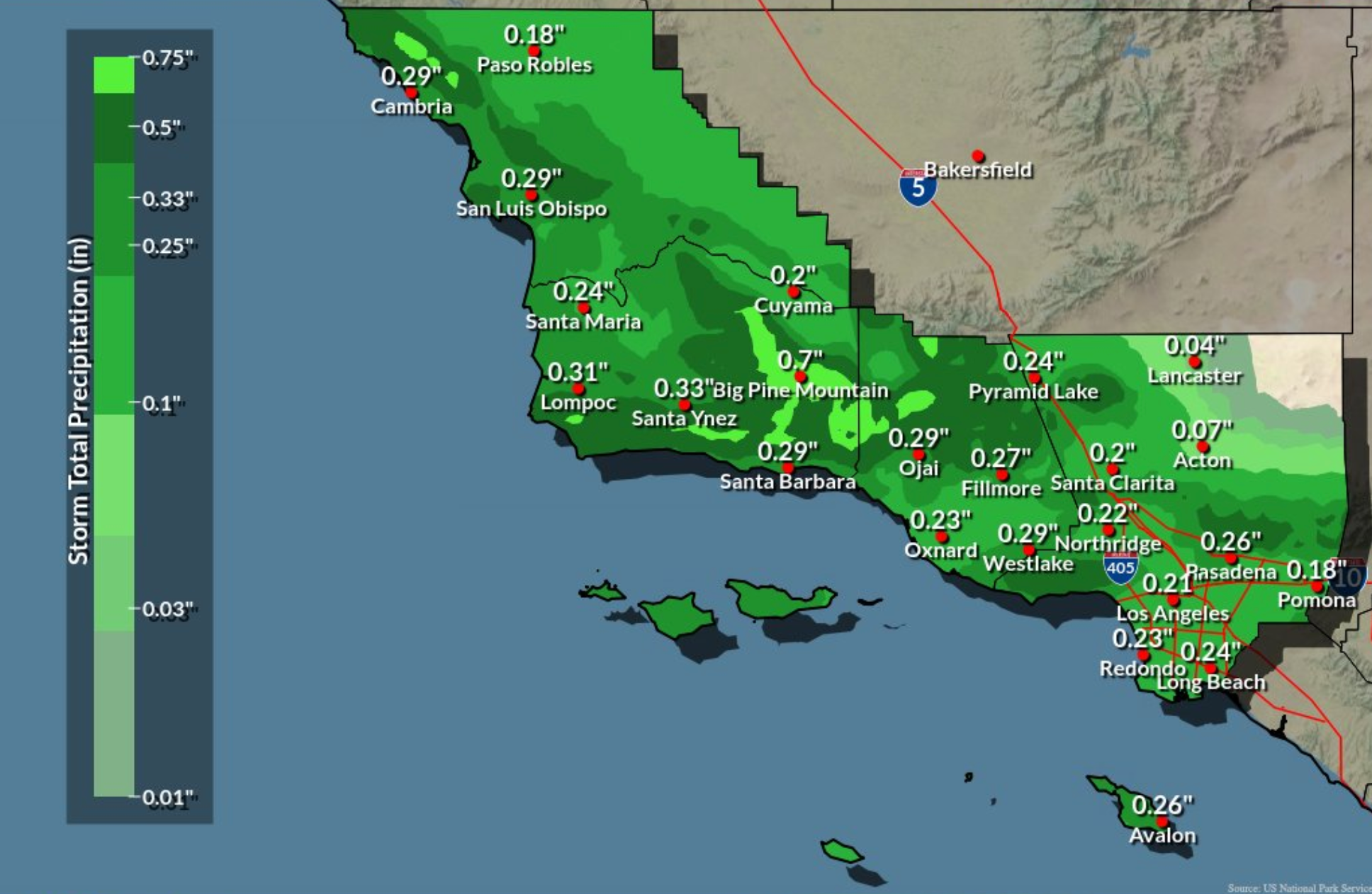 The rain forecast for southern California this week