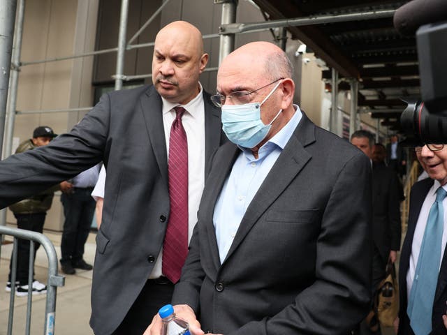 <p>Allen Weisselberg leaves the Manhattan Criminal Court in New York City on 4 March 2024</p>