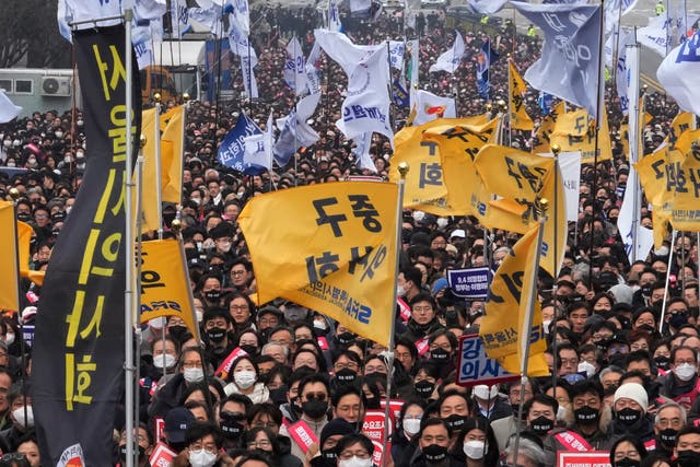 <p>File. Doctors stage a rally against the government’s medical policy in Seoul, South Korea, Sunday, 3 March 2024</p>