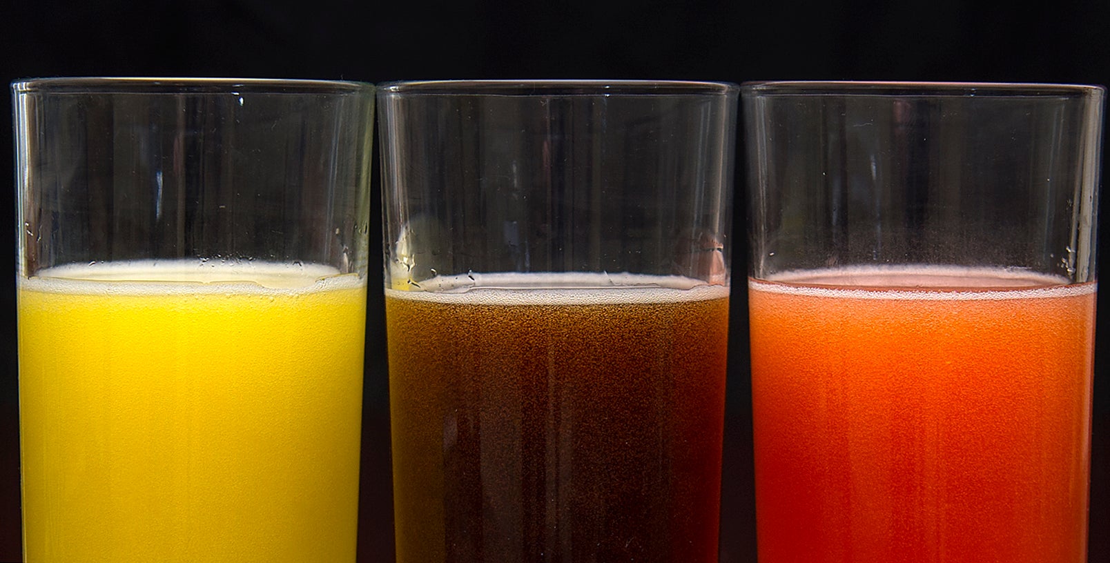 Orange, cola and fruit mix carbonated drinks were studied