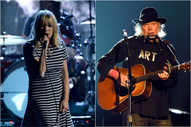 <p>Kim Gordon (left) says she received some great advice from Neil Young</p>