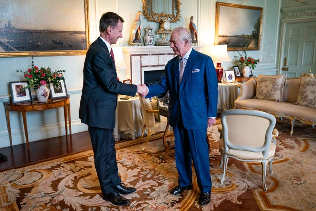 The King meets with Chancellor Jeremy Hunt ahead of this week’s Spring Budget (Aaron Chown/PA)