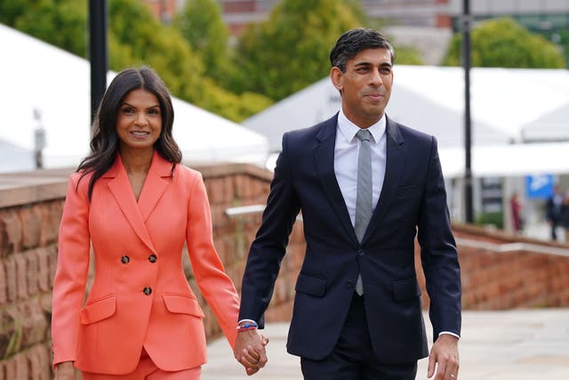 Prime Minister Rishi Sunak and his wife, Akshata Murty, spoke to Grazia about household jobs ahead of International Women’s Day (Peter Byrne/PA)