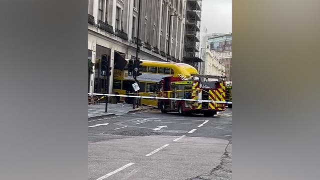 <p>Emergency services at scene after double decker bus smashes into New Oxford Street pub.</p>