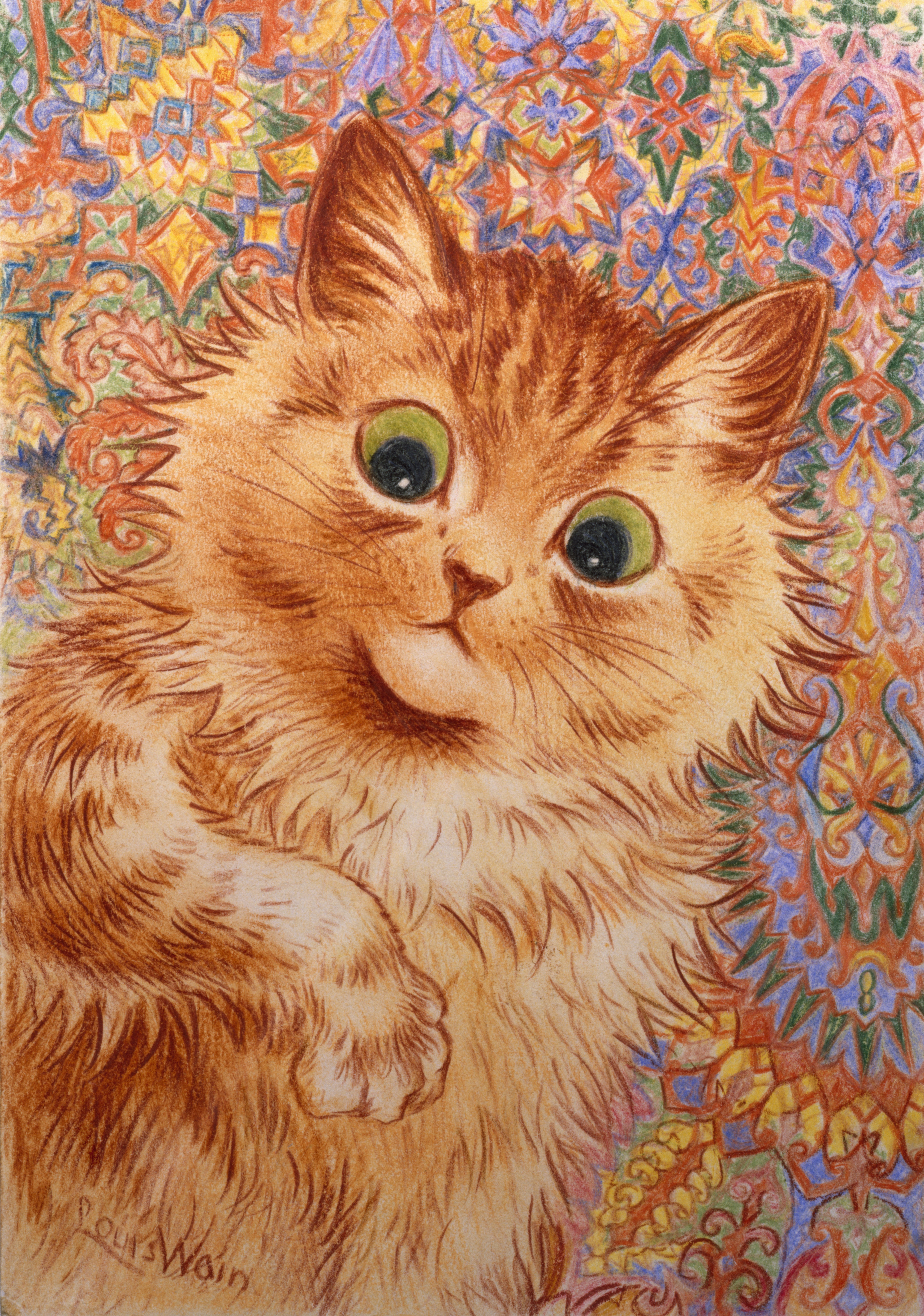 Ginger Cat by Louis Wain, 1931, from Somerset House’s Cute exhibition