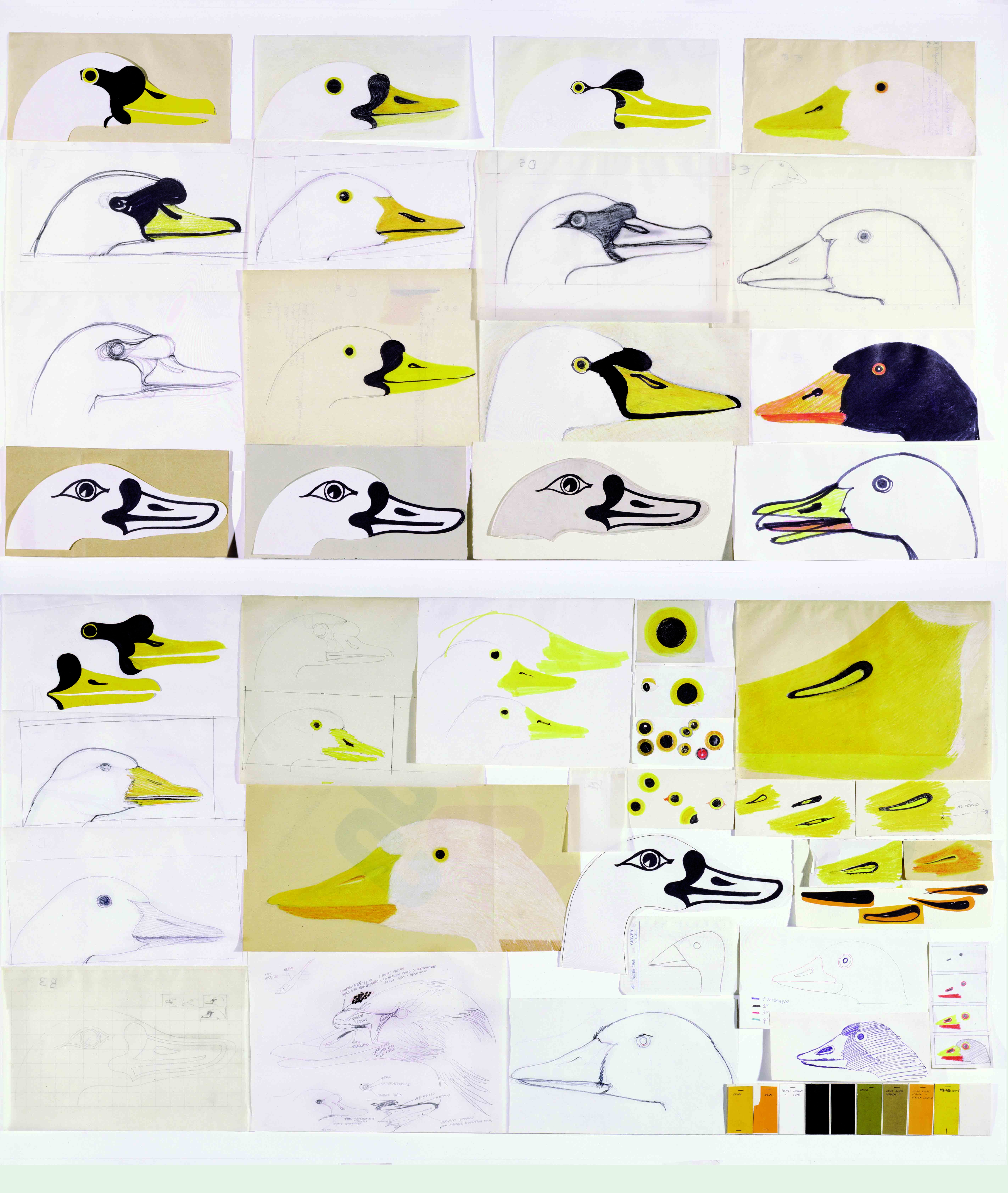 The Nature Series , preliminary sketches and variations for the goose, with Elio Mari