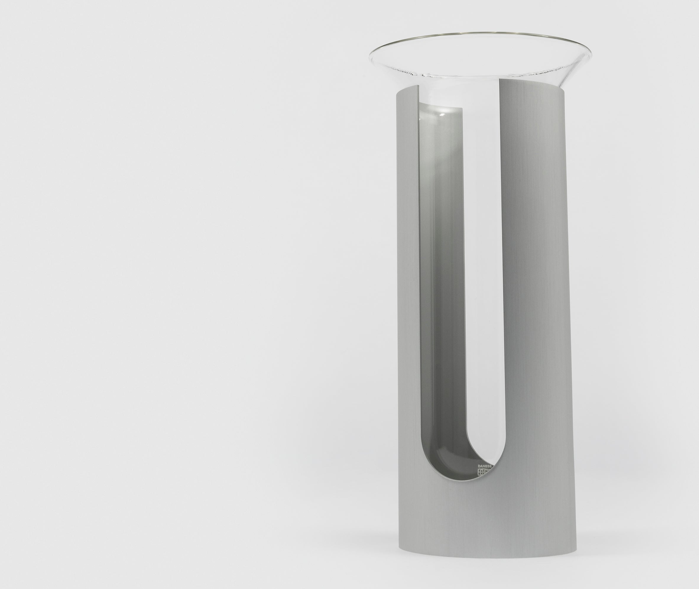 Camicia , glass flower vase with aluminium cylinder