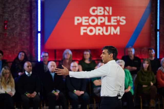 <p>Rishi Sunak on GB News’ People’s Forum
</p>