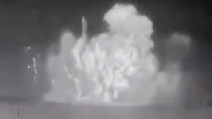 Image allegedly shows the moment the Russian Ivanovets missile corvette was destroyed by Ukrainian special forces last month