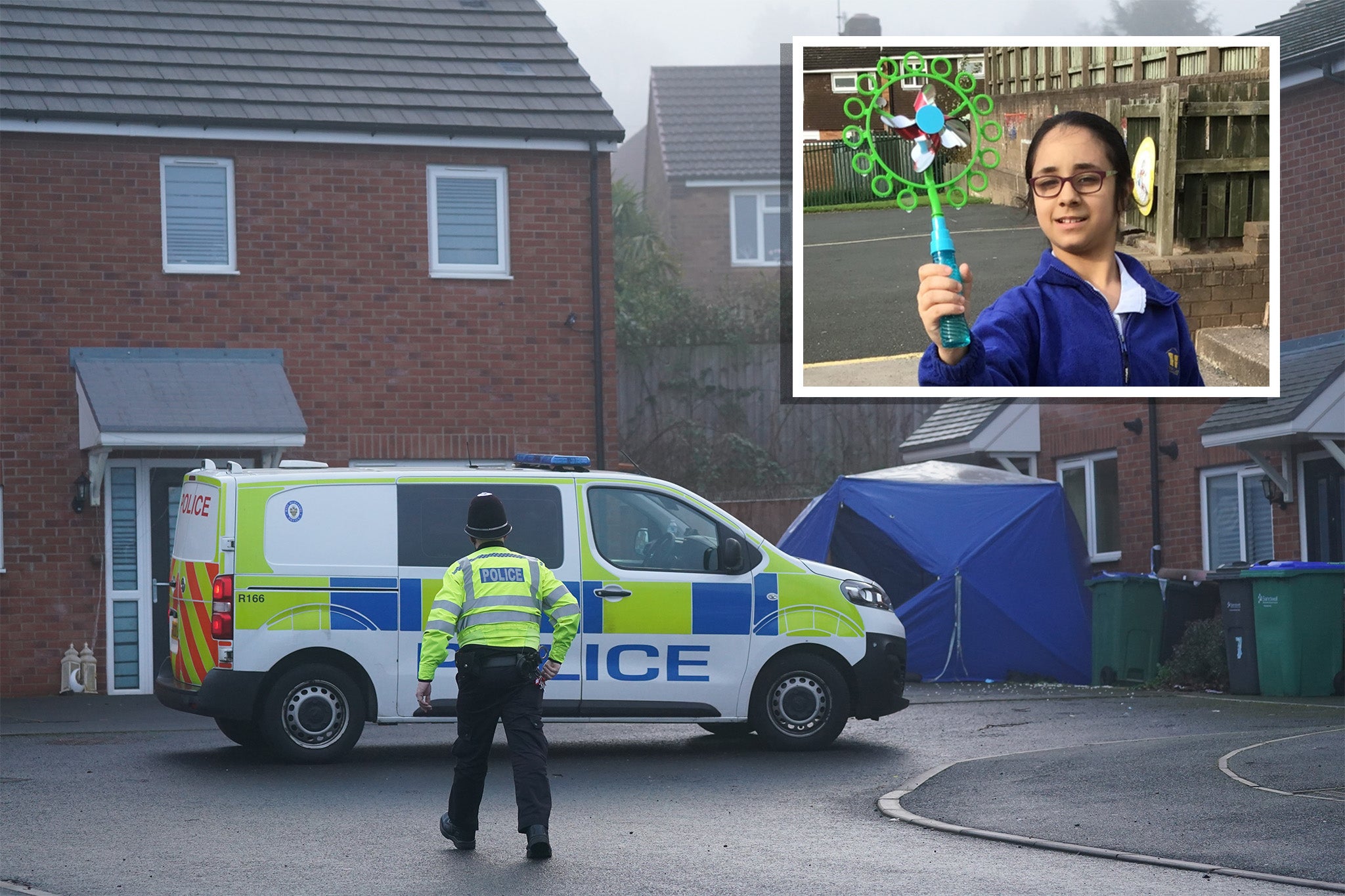 The scene in Robin Close, Rowley Regis, in Sandwell, after Shay Kang.l was discovered dead