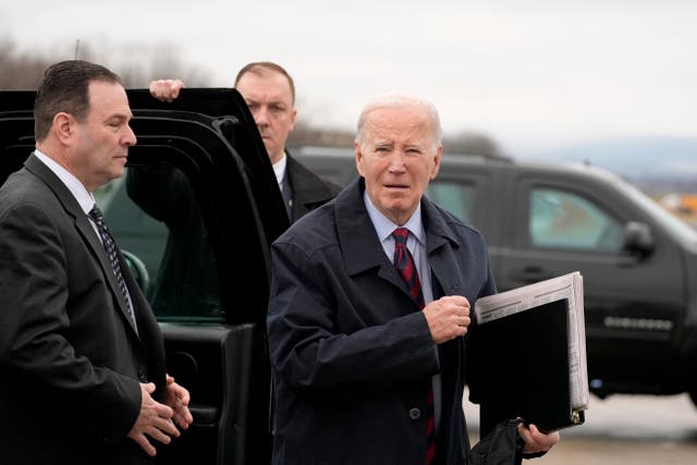 <p>President Joe Biden arrives to board Air Force One, Tuesday, March 5, 2024, in Hagerstown, Md. The President is traveling to Washington. (AP Photo/Alex Brandon)</p>