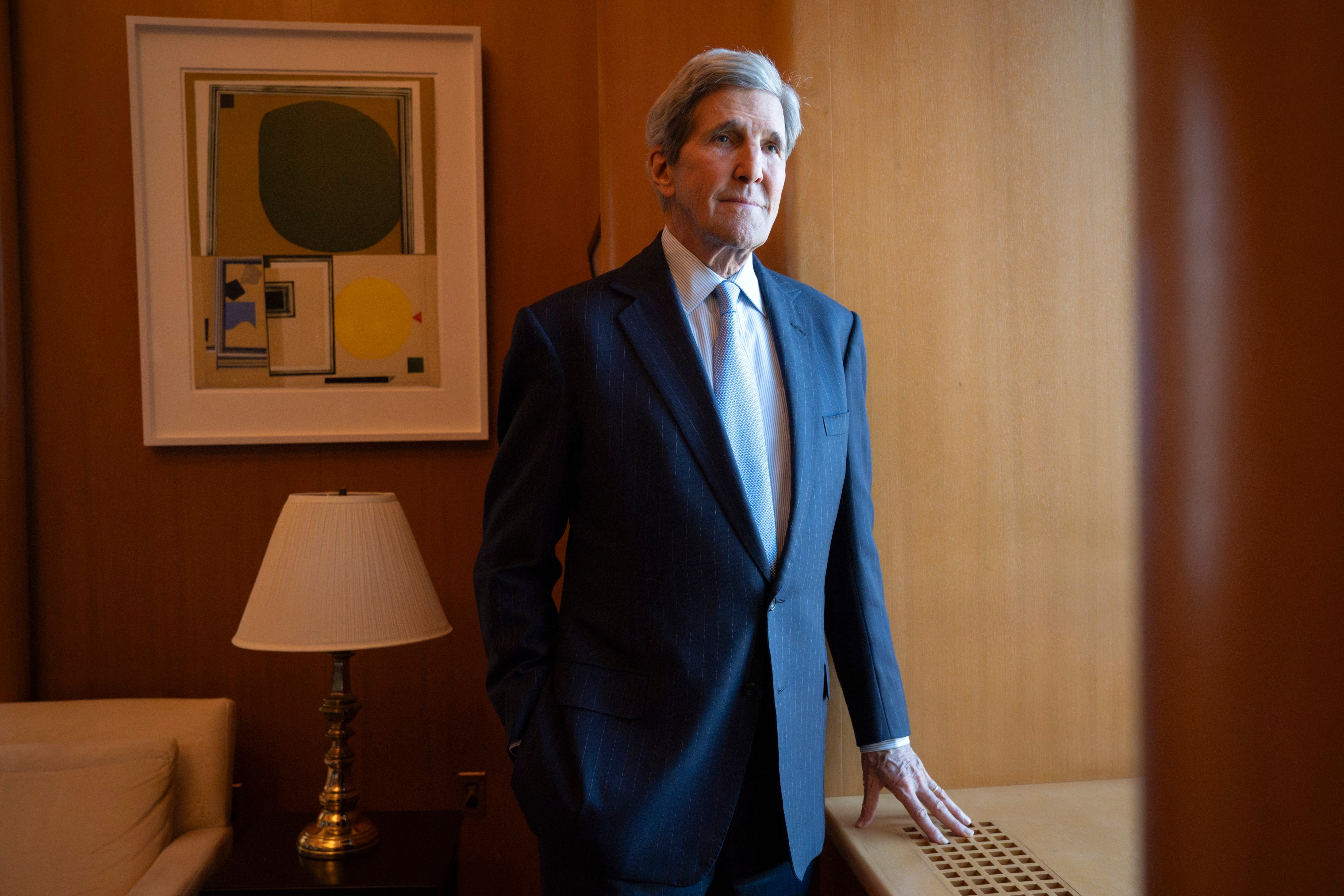 John Kerry, US Special Presidential Envoy for Climate, in his office at the State Department, on Tuesday, February 6, 2024, in Washington DC