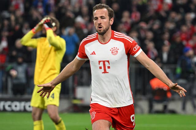 <p>Harry Kane scored a crucial double for Bayern </p>