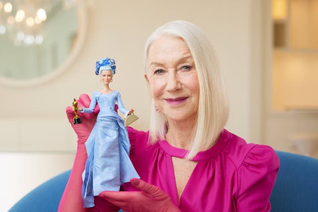 Dame Helen Mirren with her Barbie (Ryan Schude/Mattel)