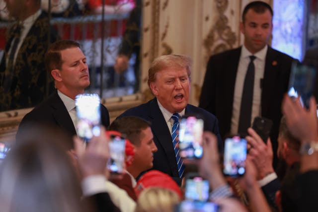 <p>Republican presidential candidate, former President Donald Trump attends an election-night watch party at Mar-a-Lago on March 05, 2024 in Palm Beach, Florida</p>