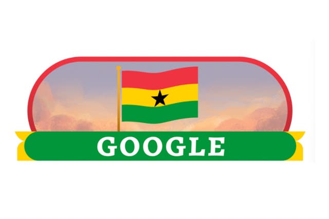 <p>Today’s Google Doodle depicts Ghana’s flag that was creating when they established independence </p>