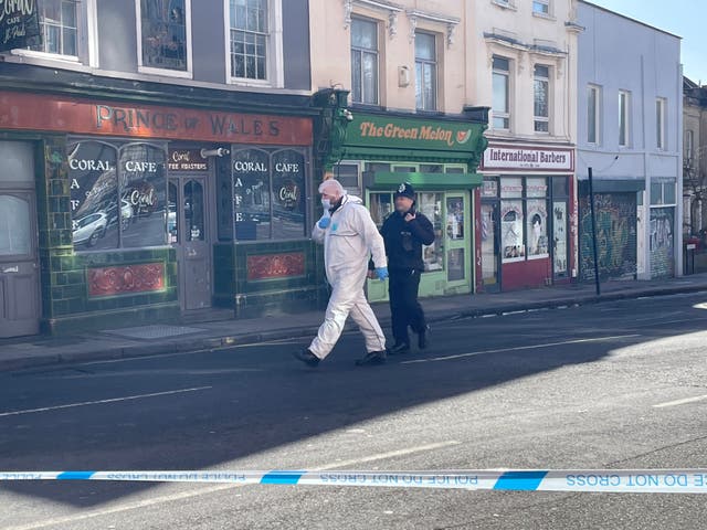 <p>Police at the scene of a "serious incident" which happened overnight on Ashley Road in the St Paul's area of Bristol </p>