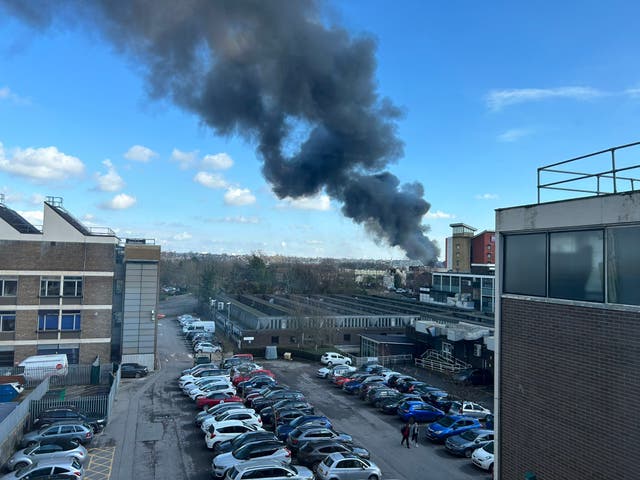 <p>Smoke billows out from the fire in Southampton </p>
