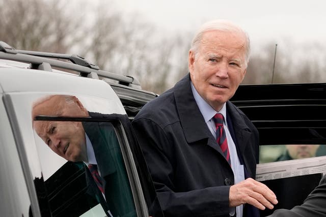 <p>President Joe Biden arrives to board Air Force One, on 5 March 2024, in Hagerstown, Maryland </p>