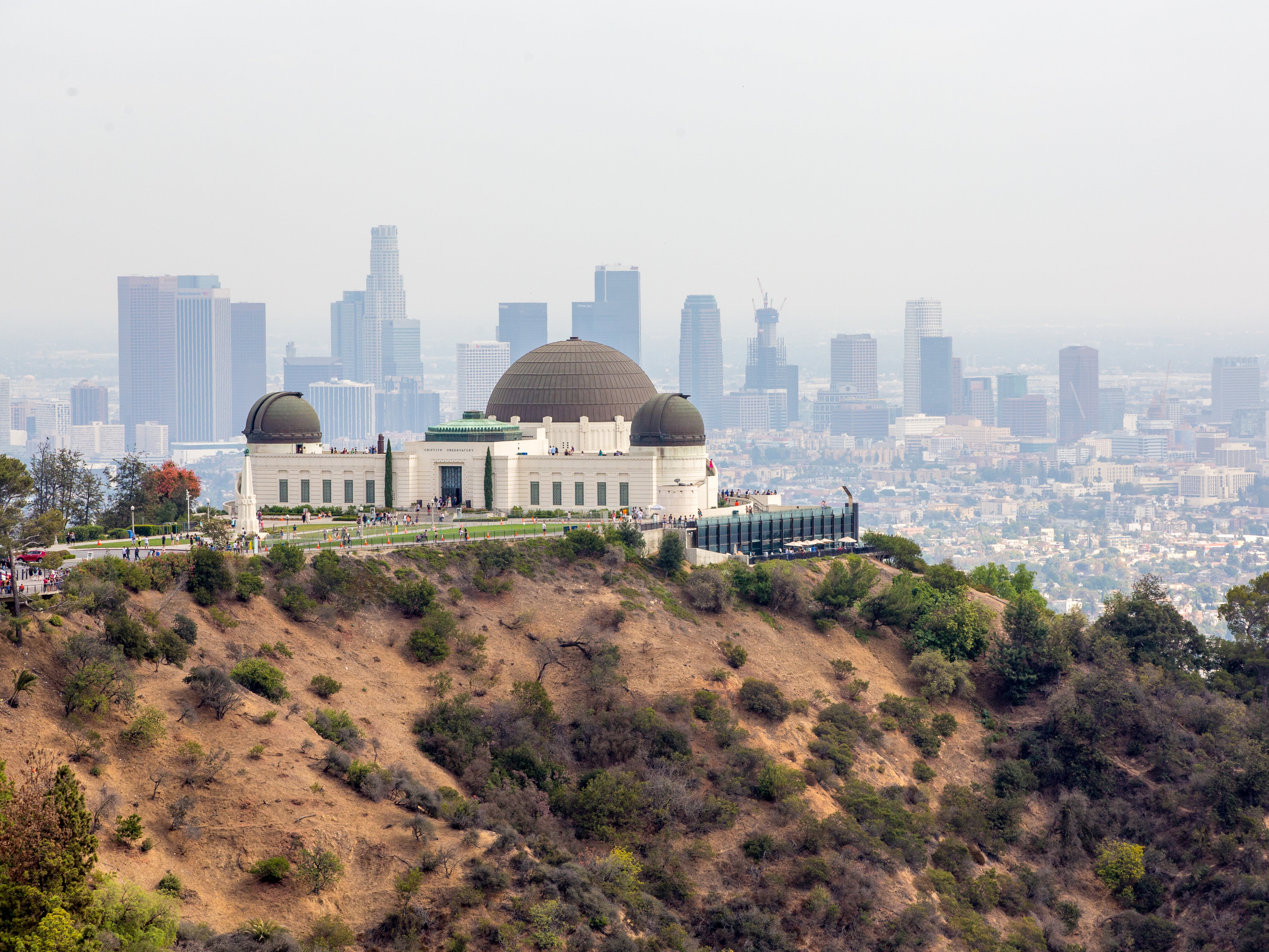 The Griffith Observatory is a steep climb on a bike but worth it for the views