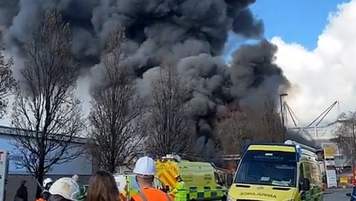 Emergency services attend the blaze