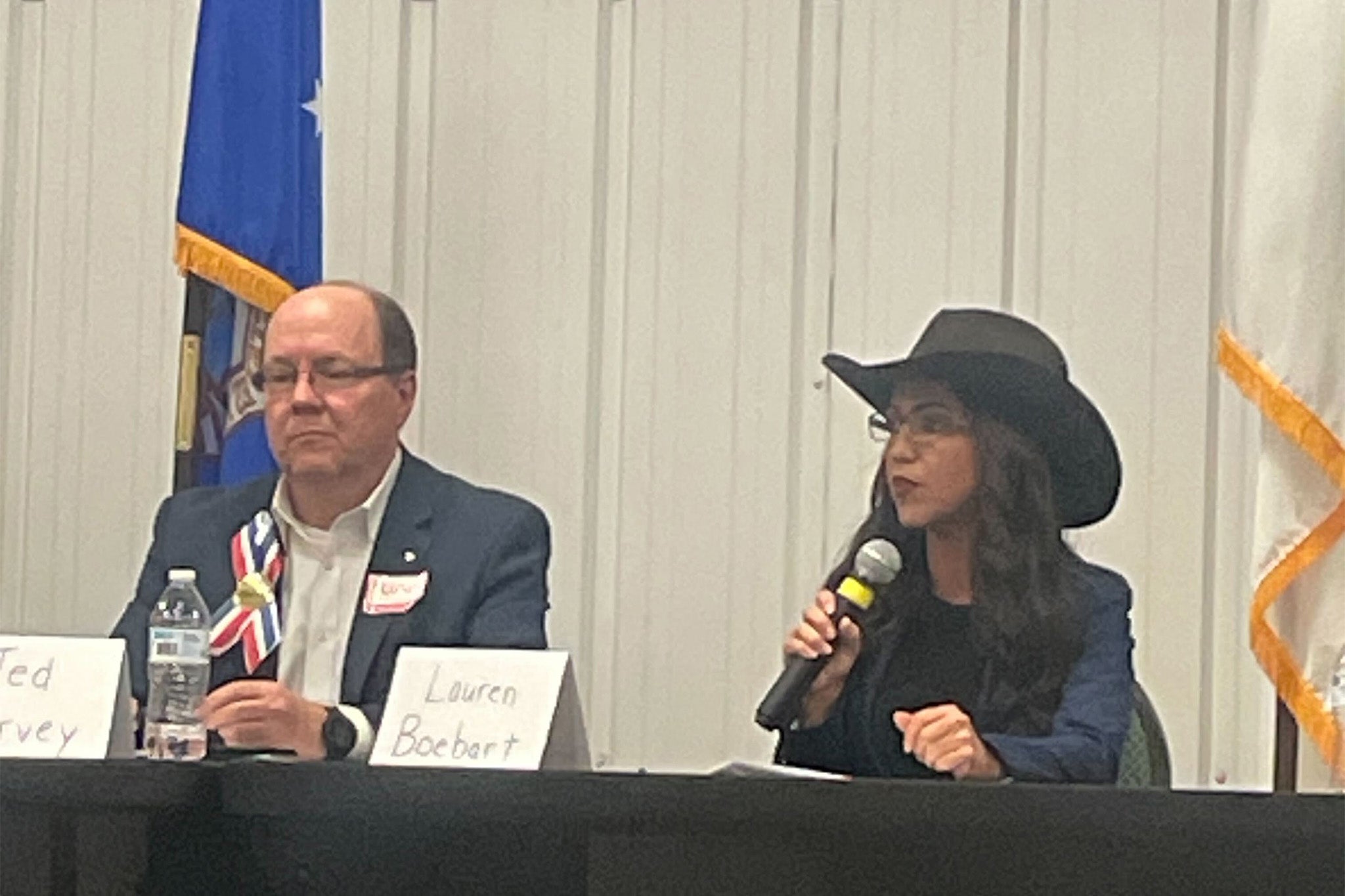 Rep. Lauren Boebert, who represents Colorado’s Third congressional district, is now vying for a seat across the state in CD4 -- where she attended a candidate forum over the weekend and sat behind a misspelt name card at the dais