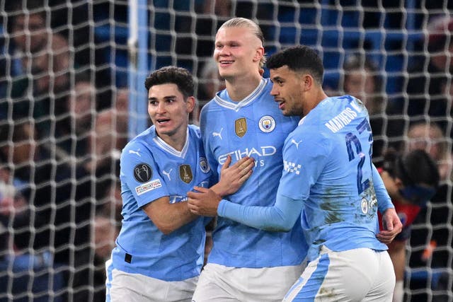 <p>Erling Haaland netted Man City’s third goal to keep up his goalscoring form</p>