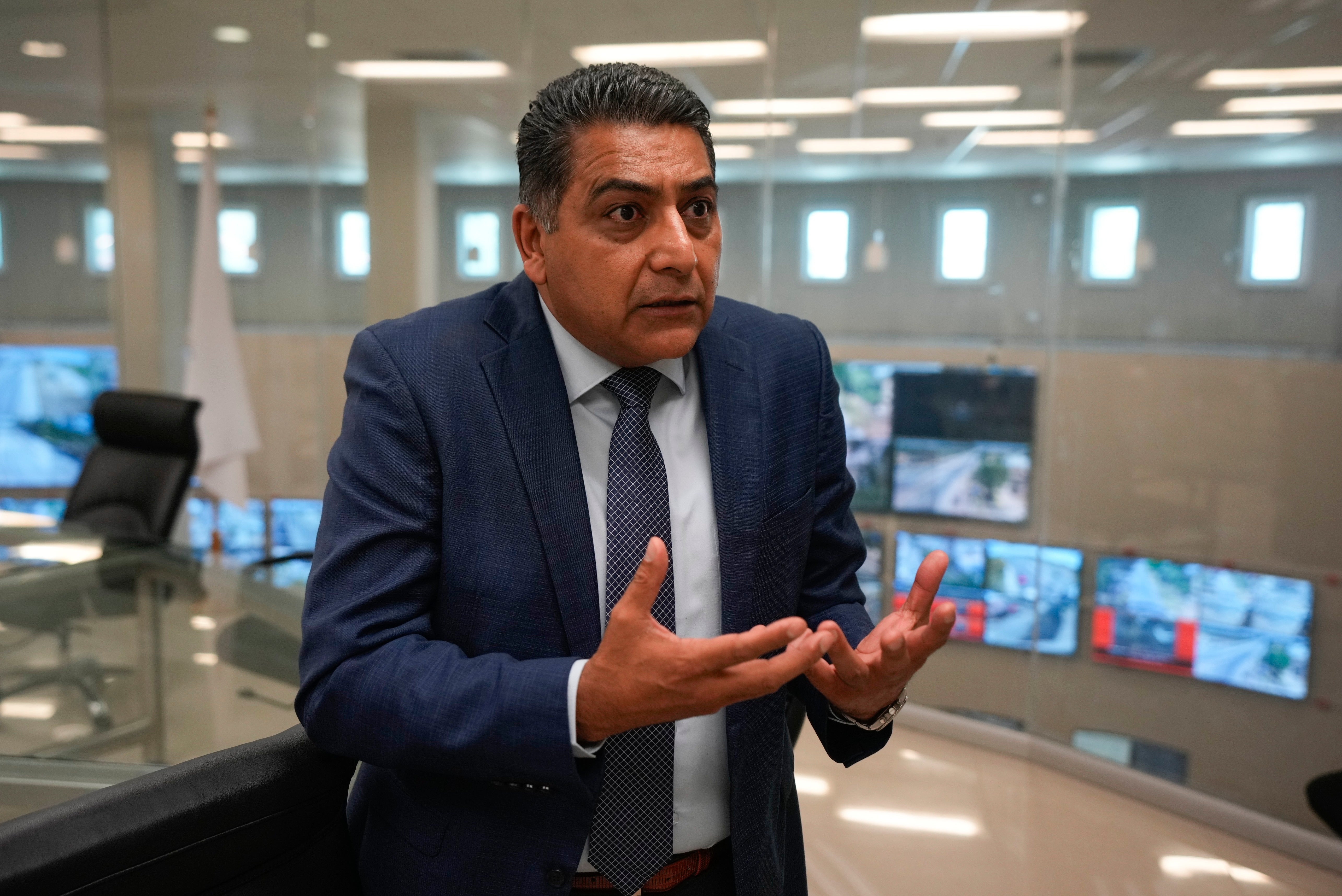 Police chief Jesús Rivera Peralta speaks during an interview at police headquarters in Celaya, Mexico