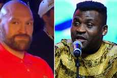 Watch: Francis Ngannou and Tyson Fury in heated exchange ahead of Anthony Joshua bout