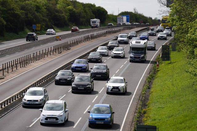 <p>Slow moving traffic on the M5 motorway in Worcestershire
</p>