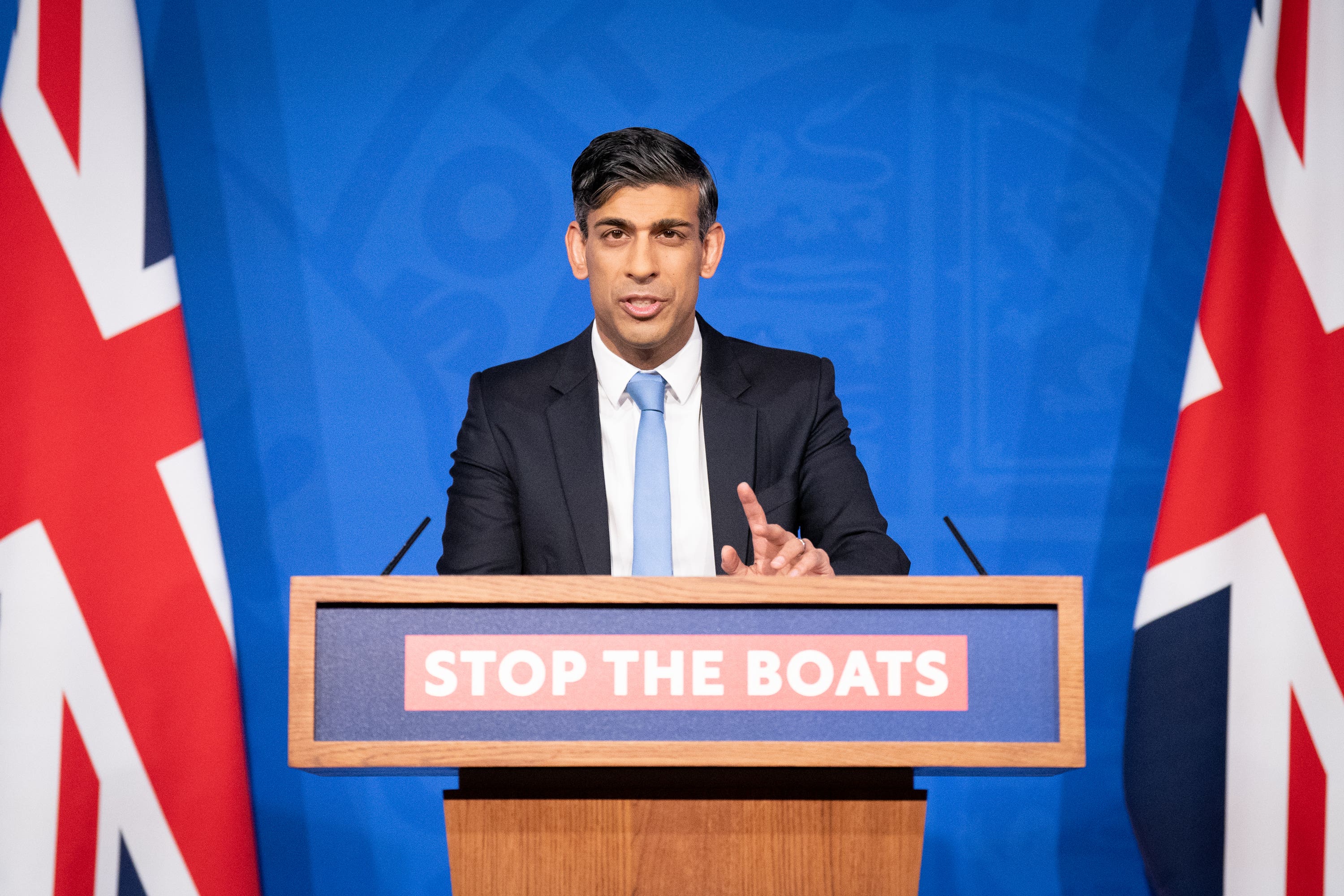 Prime Minister Rishi Sunak speaks during a press conference in Downing Street (Stefan Rousseau/PA)