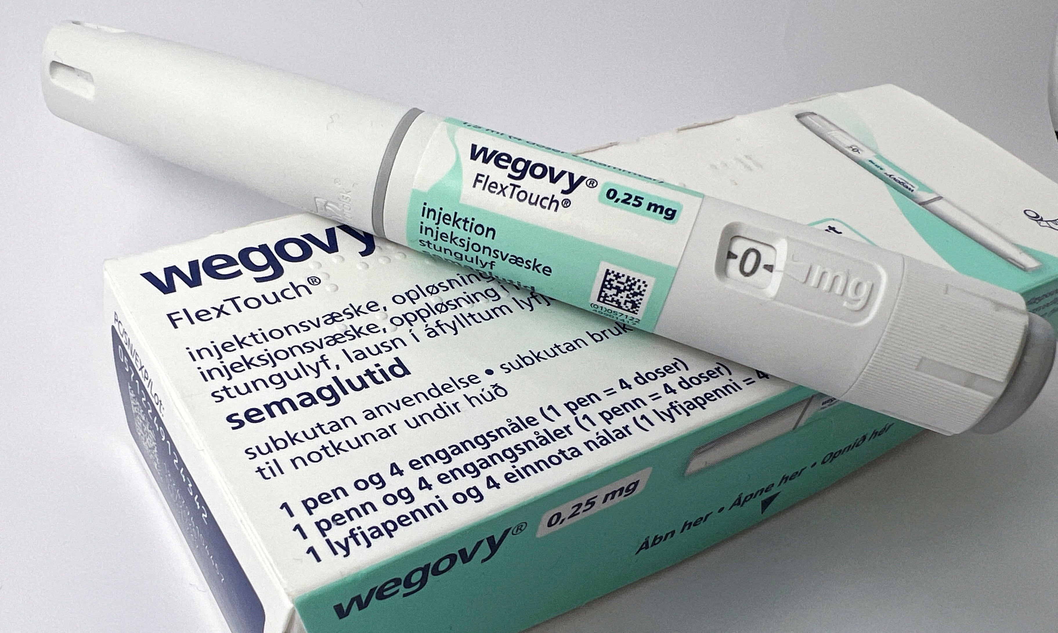 A 0.25 mg injection pen of Novo Nordisk’s weight-loss drug Wegovy