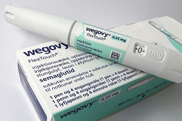 <p>A 0.25 mg injection pen of Novo Nordisk’s weight-loss drug Wegovy </p>