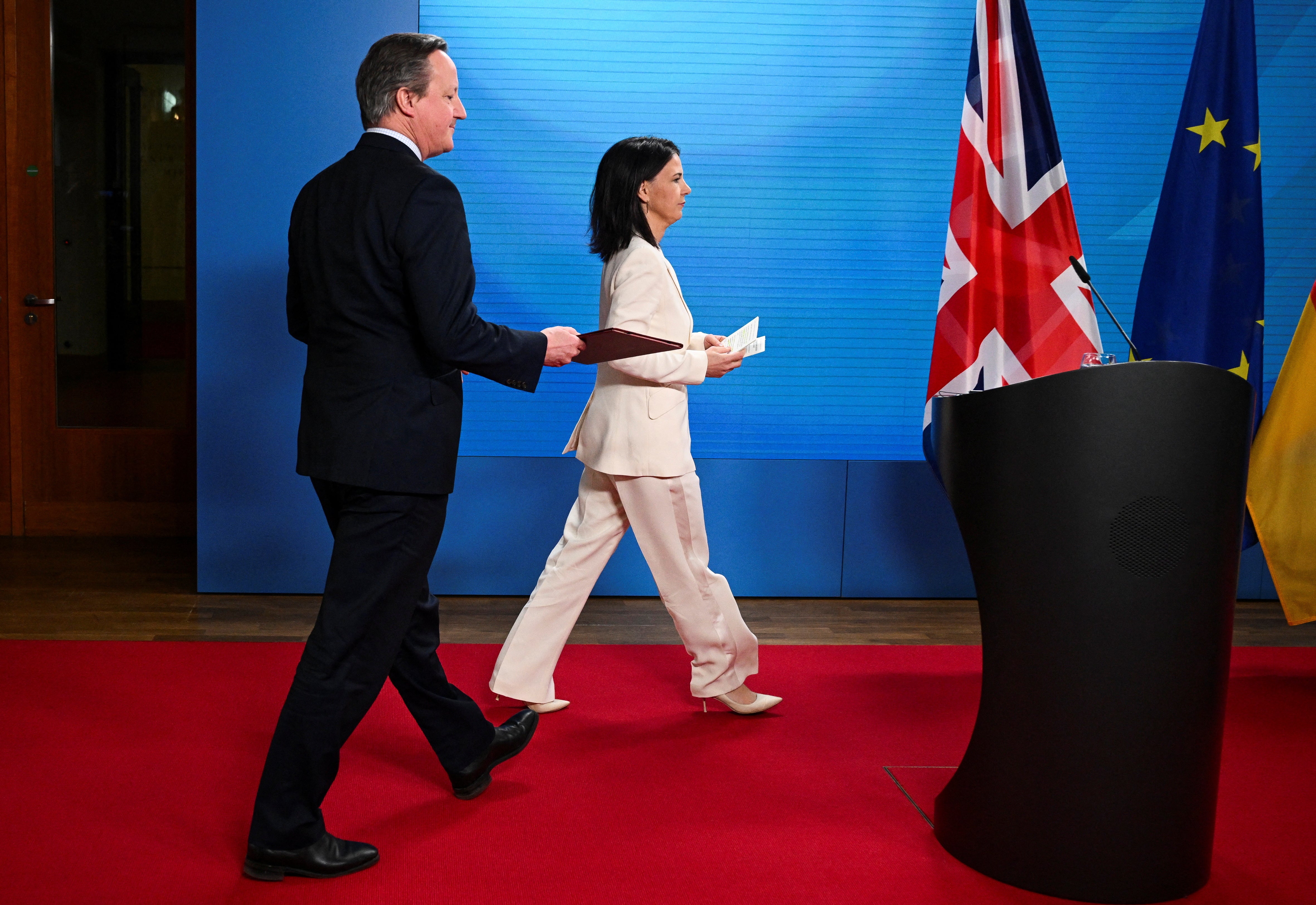 German foreign minister Annalena Baerbock and British foreign secretary David Cameron