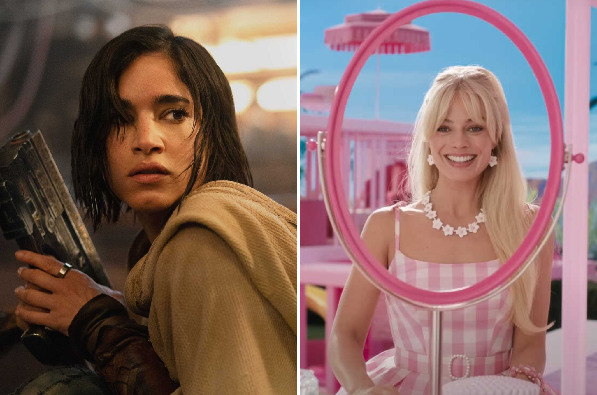 <p>Sofia Boutella in ‘Rebel Moon’ and Margot Robbie in ‘Barbie’</p>