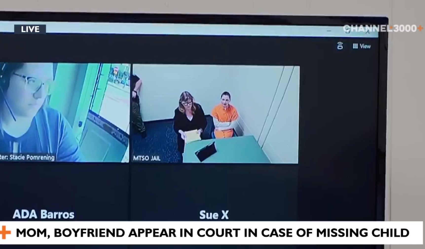 Katrina Baur appears in court via video link as the search continues for her 3-year-old son, Elijah Vue