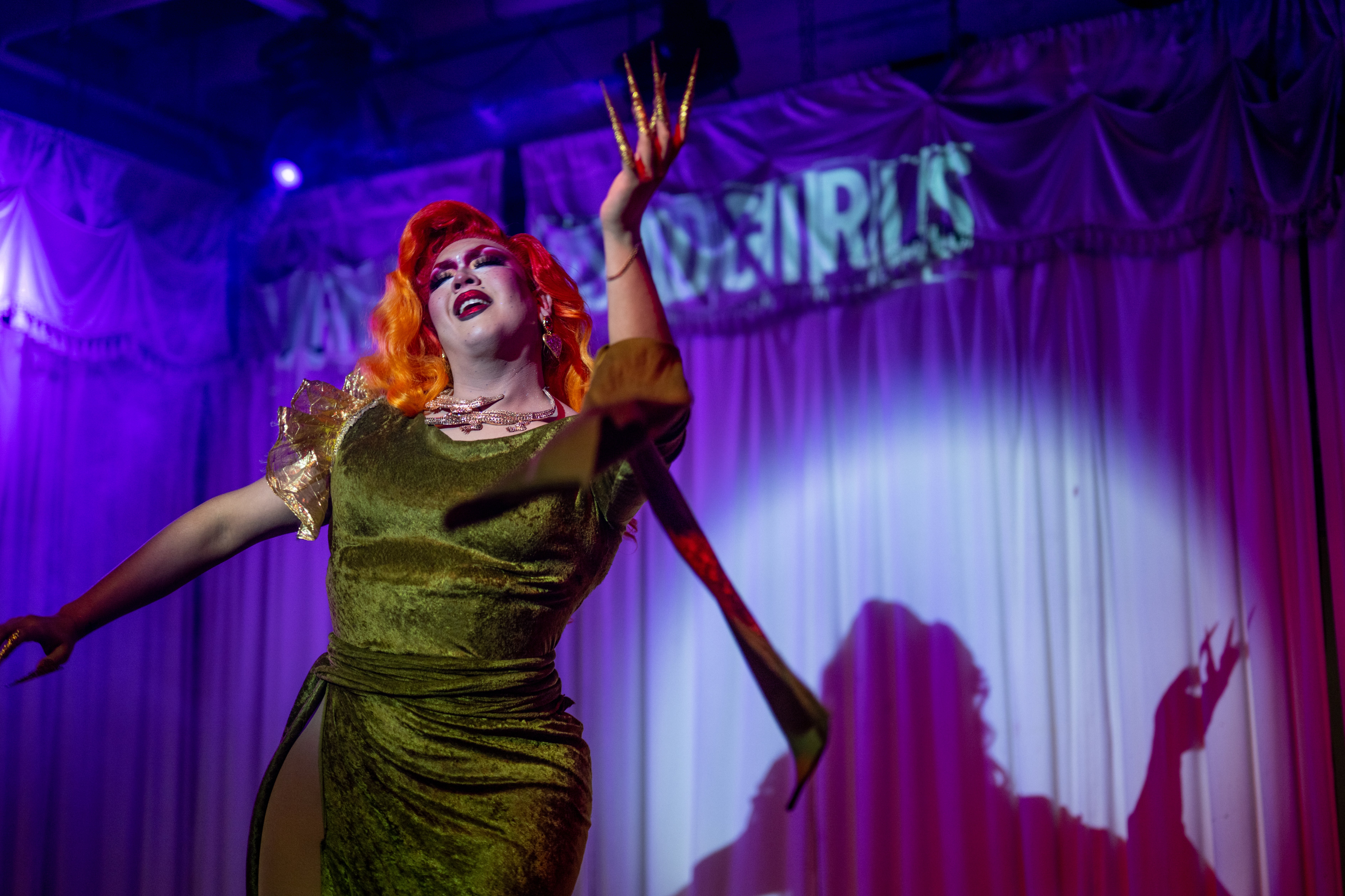 A Drag Queen performs during a show at the Swan Dive nightclub on March 20, 2023 in Austin, Texas.