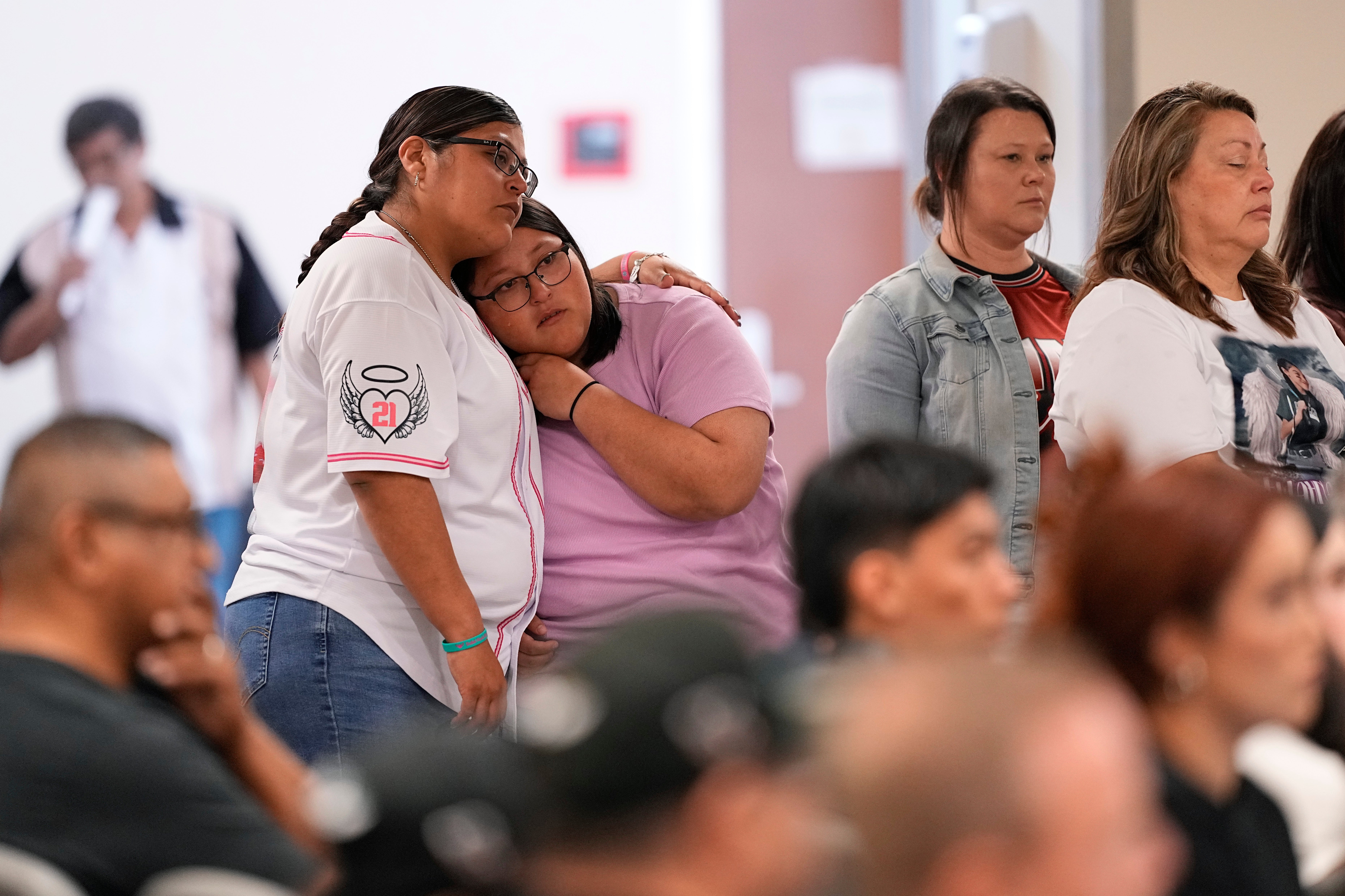 <p>Family members attend a special city council meeting in Uvalde, Texas, 7 March 2024 </p>