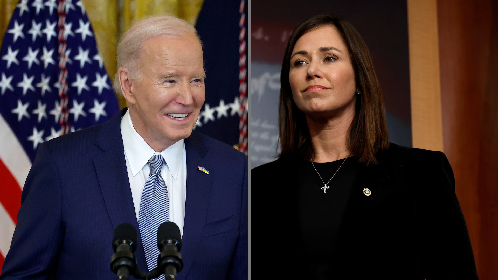 <p>President Joe Biden & GOP lawmaker Katie Britt</p>