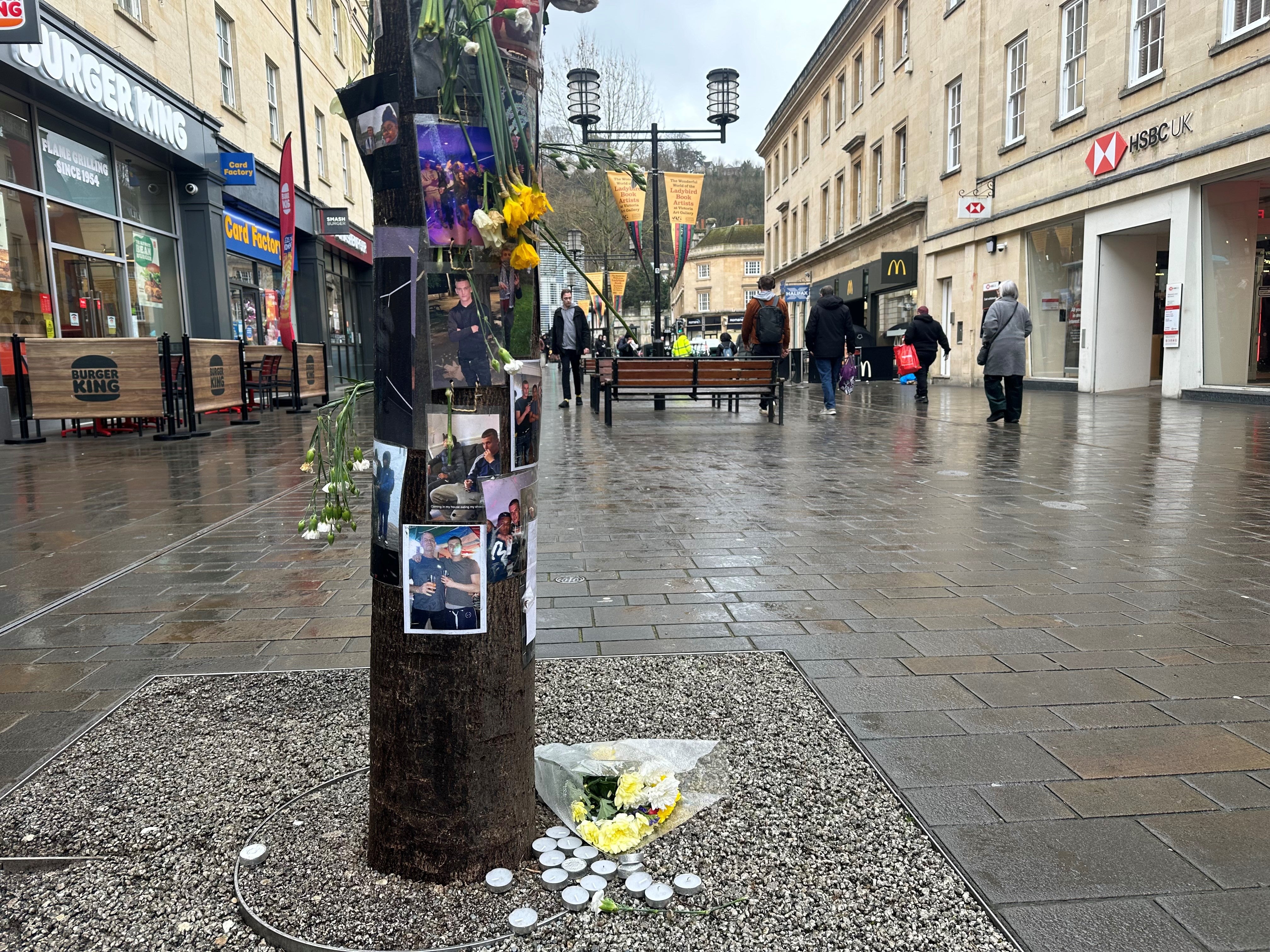 Tributes to Ben Moncrieff, a reminder of his death and the danger of knife crime. The display was taken down last week